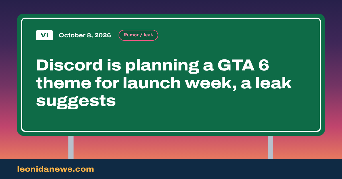 Discord is planning a GTA 6 theme for launch week, a leak suggests